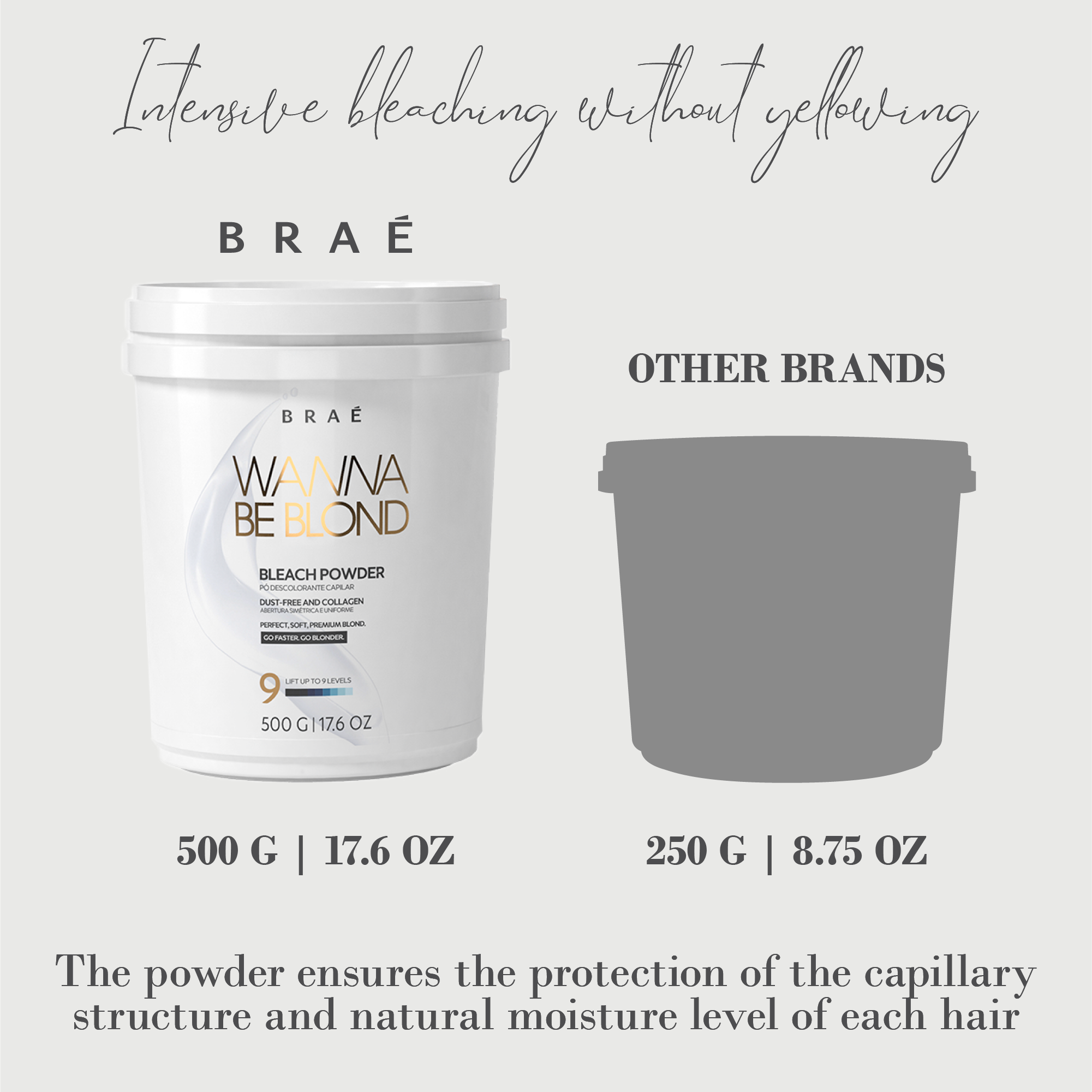 Hair Bleach Powder Professional Lightener 9+ Wanna Be Blonde 500g