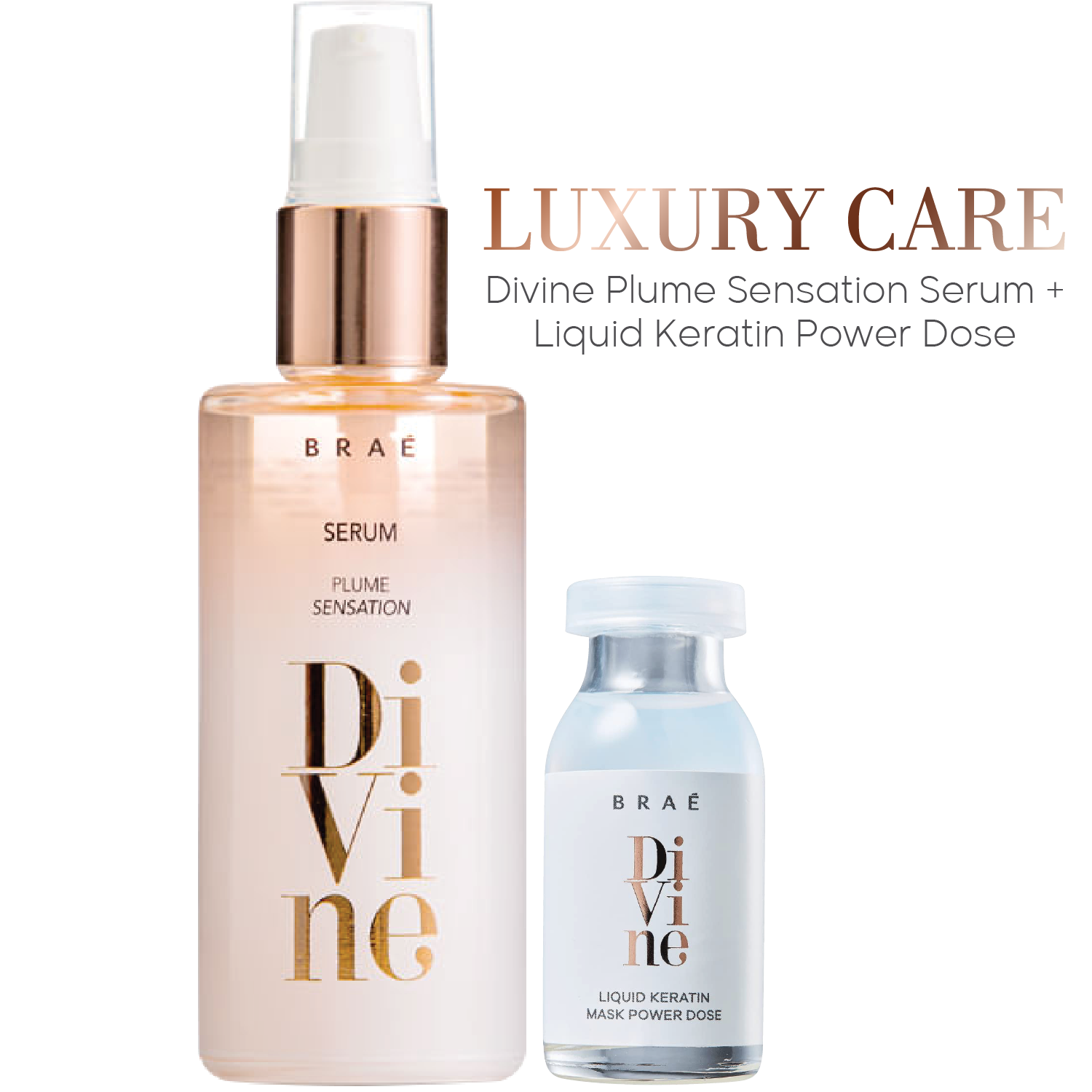 Luxury Care: Divine Plume Sensation Serum + Liquid Keratin Power Dose